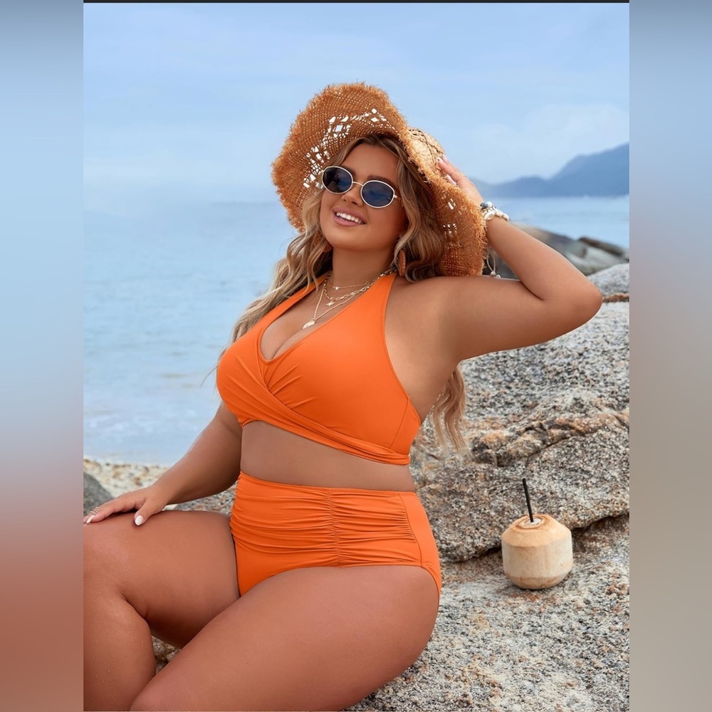 Orange Halter Bikini Set